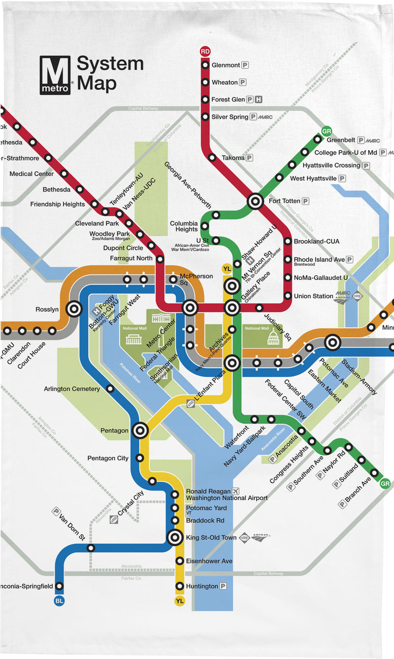 Metro Map Tea Towel