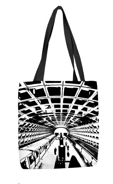 Metro Station (Black and White) Tote Bag - DCMetroStore