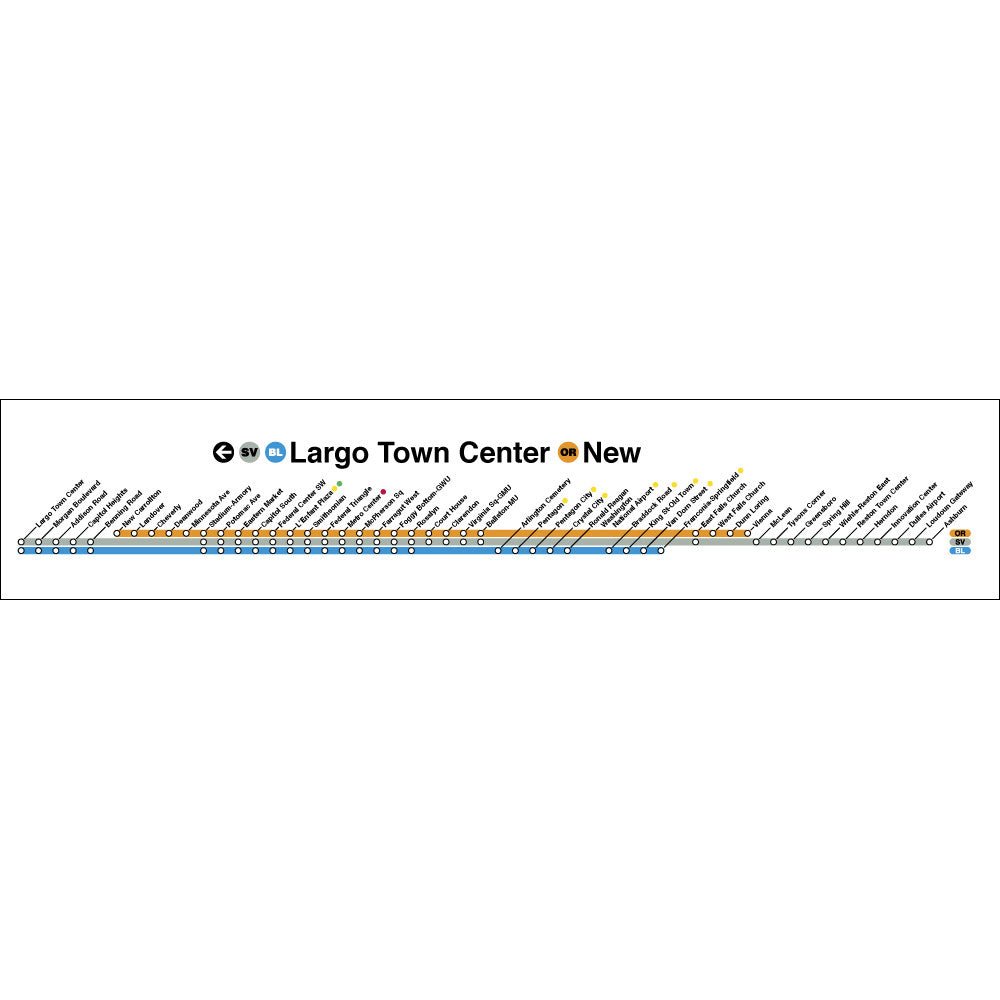 Largo Rd Metro Sign Silver Blue Orange (Largo Town Center) Poster – DCMetroStore