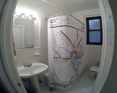 WMATA Shower Curtain in a bathroom