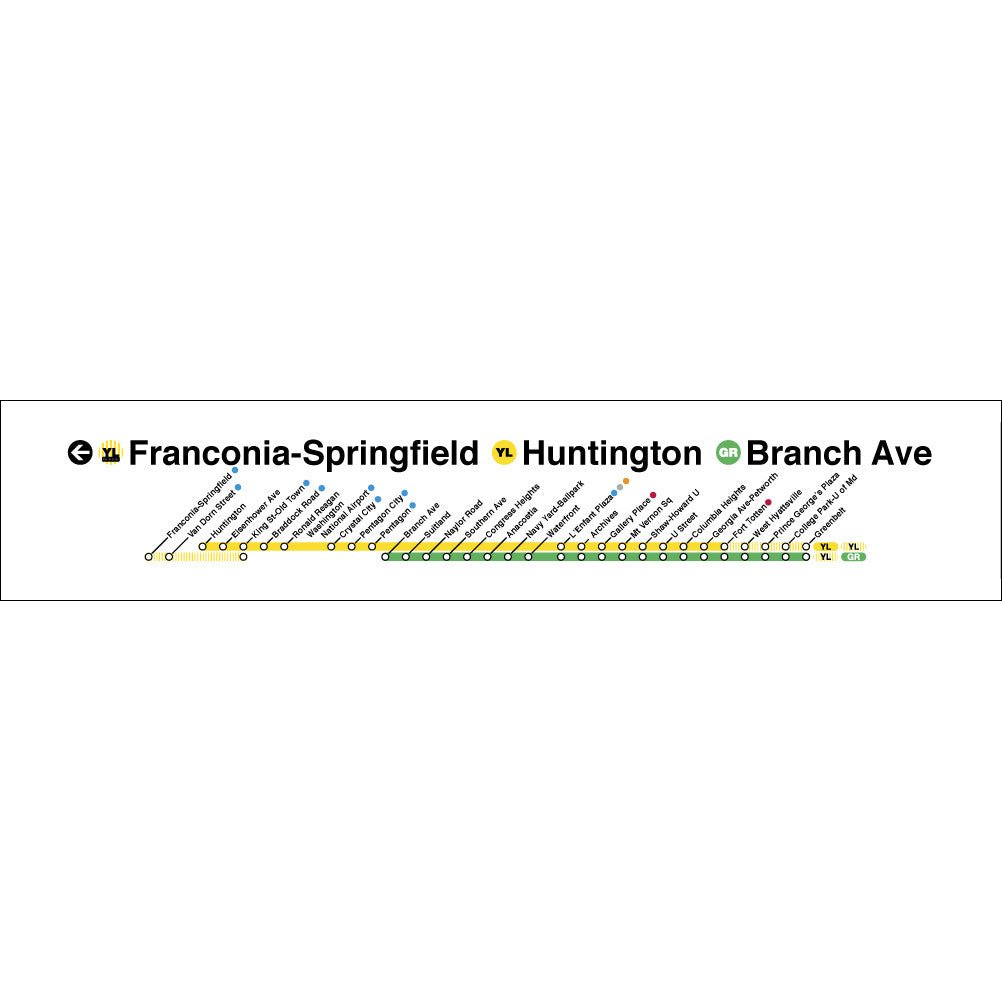Springfield Branch Yellow Green (Franconia-Springfield / Huntington / Branch Ave) Poster ...